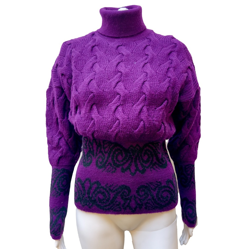 Vintage Missoni Purple Wool Turtleneck Sweater | Size Small